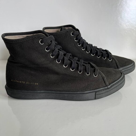 AllSaints Bryce Black High Top Sneakers – Men’s Size US 8 / EU 41 - Picture 4 of 8